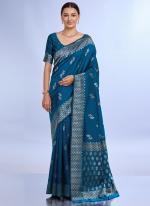 Silk Aqua Blue Traditional Wear Weaving Saree